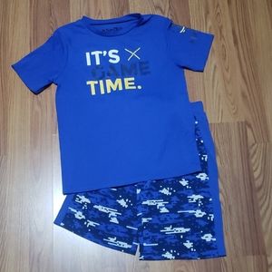 2 Boys Ninja shorts shirt lot XL blue white 14 16